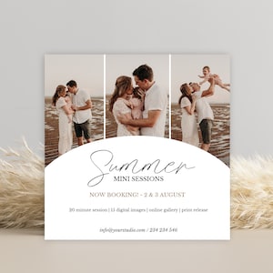 Summer Mini session template, Photography mini session CANVA template, Photo session template marketing for Photographer, marketing board