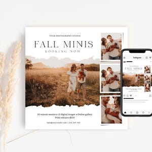 Fall Mini Session Photography Template, Instagram Marketing Board (CANVA TEMPLATE)