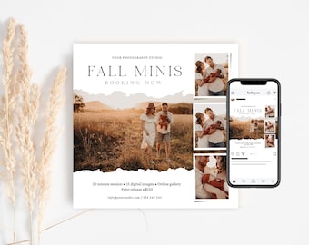 Plantilla de minisesión fotográfica de otoño, tablero de marketing de Instagram (PLANTILLA CANVA)