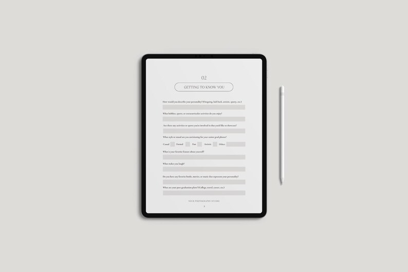 Senior Photography Client Questionnaire Template: CANVA Business Form ...