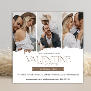 Valentine's Mini session template, Photography marketing, PHOTOSHOP template, valentine mini sessions template, Photographer marketing board