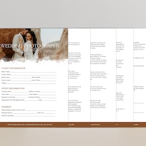 Wedding Photography Contract Template, Wedding Photography Business Form, 5 page Photography Contract for Photographers, PHOTOSHOP Template