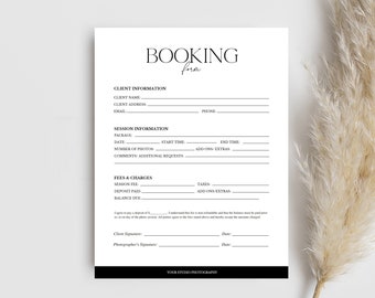 Photography Client Booking Form Template: Editable CANVA Design
