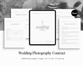 Wedding Photography Contract Template: 9-Page Agreement (CANVA)