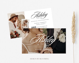 Boho Photography Business Card Template, QR Code, Canva (Digital Download)