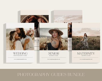 Photography Session Guide Bundle: Wedding, Newborn, Senior, Family, Maternity Session Guides, Photographer Marketing Bundle (Canva Template)