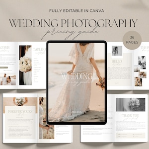Wedding Photography Pricing Guide, Wedding Welcome Guide Template, Photographer Client guide, Engagement Session Guide, CANVA TEMPLATE