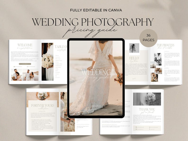 Wedding Photography Welcome Guide, Wedding Pricing Guide Template, Photographer Client guide, Engagement Session Guide, CANVA TEMPLATE