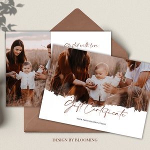 Modèle de certificat-cadeau de photographe, carte-cadeau de photographie, carte-cadeau pour photographe, bon de photographie, photographe de tableau marketing