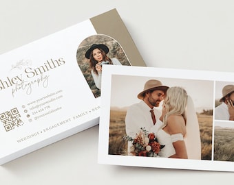 Boho Photography Business Card Template with QR Code (Canva)