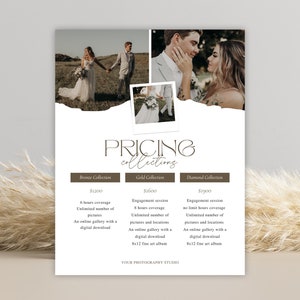 Fotografie Pricing Guide Template CANVA, Fotograf Preisführer, CANVA Pricing Guide für Fotografen, Hochzeit Pricing Sheet Template
