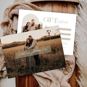 Photographer Gift Certificate Template, Photography Gift Card, Gift card for Photographer, Photography Voucher, Editable Canva gift card