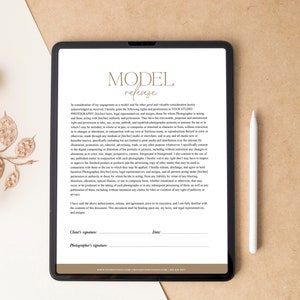 Photography Model Release Form Template, PHOTOSHOP Template for Photographers, Photography Client Contract, Photography forms, Marketing