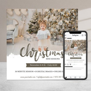 Modello di mini sessione di Natale, mini sessioni di Natale, mini sessioni di vacanza, modello di Instagram, scheda di marketing per fotografi