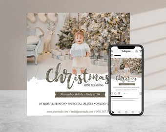 Christmas Mini Session Instagram Template, Photographer Marketing Board (Photoshop, 5x5) (Digital Download)