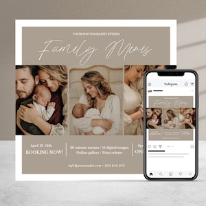 Family Mini Session Template, Fotografie Marketing, CANVA Template, Family Mini Session Template, Fotograf Marketing Board