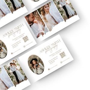 Szablon wizytówki fotograficznej, wizytówka fotografa, szablon Canva, wizytówka z kodem QR, broszura marketingowa