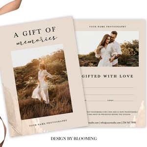 Modèle de certificats-cadeaux de photographe, carte-cadeau de photographie, carte-cadeau pour photographe, bon de photographie, photographe de tableau de marketing
