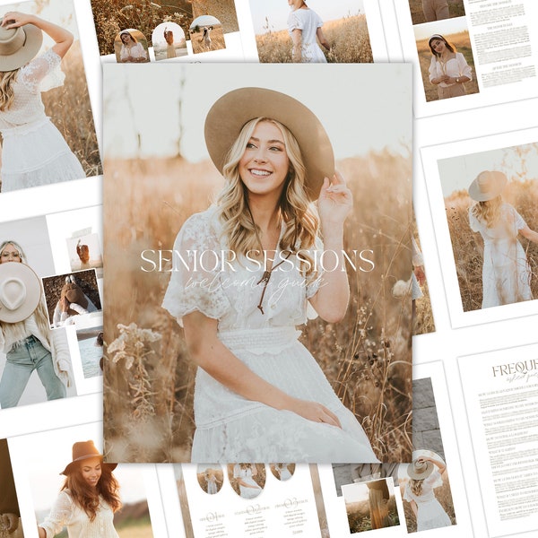 Senior Fotografie Guide, CANVA Vorlage, bearbeitbarer Fotografie Prep Guide, Pre Written Welcome Guide, Style Guide, Marketingbroschüre