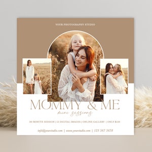 Modèle de mini-sessions maman et moi, modèle de mini-session de la fête des mères, modèle de minis maman et moi, fête des mères, tableau de marketing de la photographie