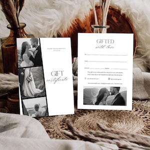 Photography Gift Certificate template ,Photographer Gift Card Canva Template, Photography Gift Voucher, Boho Editable gift card