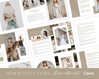 Senior Photography Style Guide, CANVA Client Magazine (Editable)