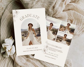 Graduation Invitation Class of 2026 | Editable Canva Grad Announcement |  Photo Grad Party Invite