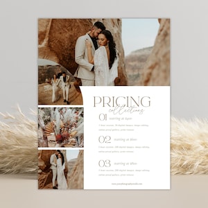 Canva Photography Pricing Guide Template, Wedding Photography Price lGuide, Wedding Price List, Wedding Pricing Sheet, Canva Template