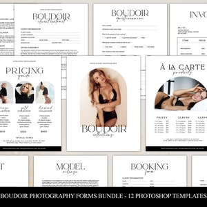 Boudoir Photography Forms Bundle, Pricing Guide/List Template, Client Contract, Photography Forms,Photography Marketing Bundle for PHOTOSHOP