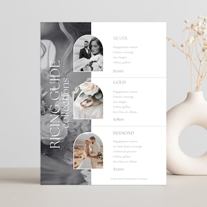 Modelo de lista de preços de fotografia de casamento | Guia de preços para fotógrafos | Folha de preços de casamento | Modelo CANVA | Brochura de marketing