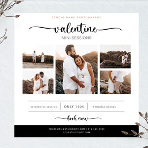 Valentine&#39;s Mini Session Template, Marketing Board, Photography Marketing Template, Photoshop Template, Gift Valentines Day, Photographer