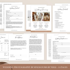 Wedding Photography Business Forms Bundle, Photography Business Form Set, Wedding Photography Contract, Photoshop template, INSTANT DOWNLOAD