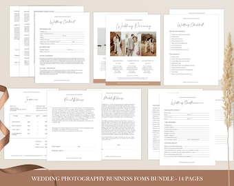 Wedding Photography Business Forms Bundle, Photography Business Form Set, Wedding Photography Contract, Photoshop template, INSTANT DOWNLOAD