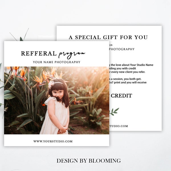 Photography Referral Card Template, Photoshop Template, Photographer Referral Program, Photography Template, INSTANT DOWNLOAD, Tell A Friend