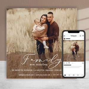 Family Mini session template, Photography marketing, Photoshop template,family mini sessions template, Photographer marketing board