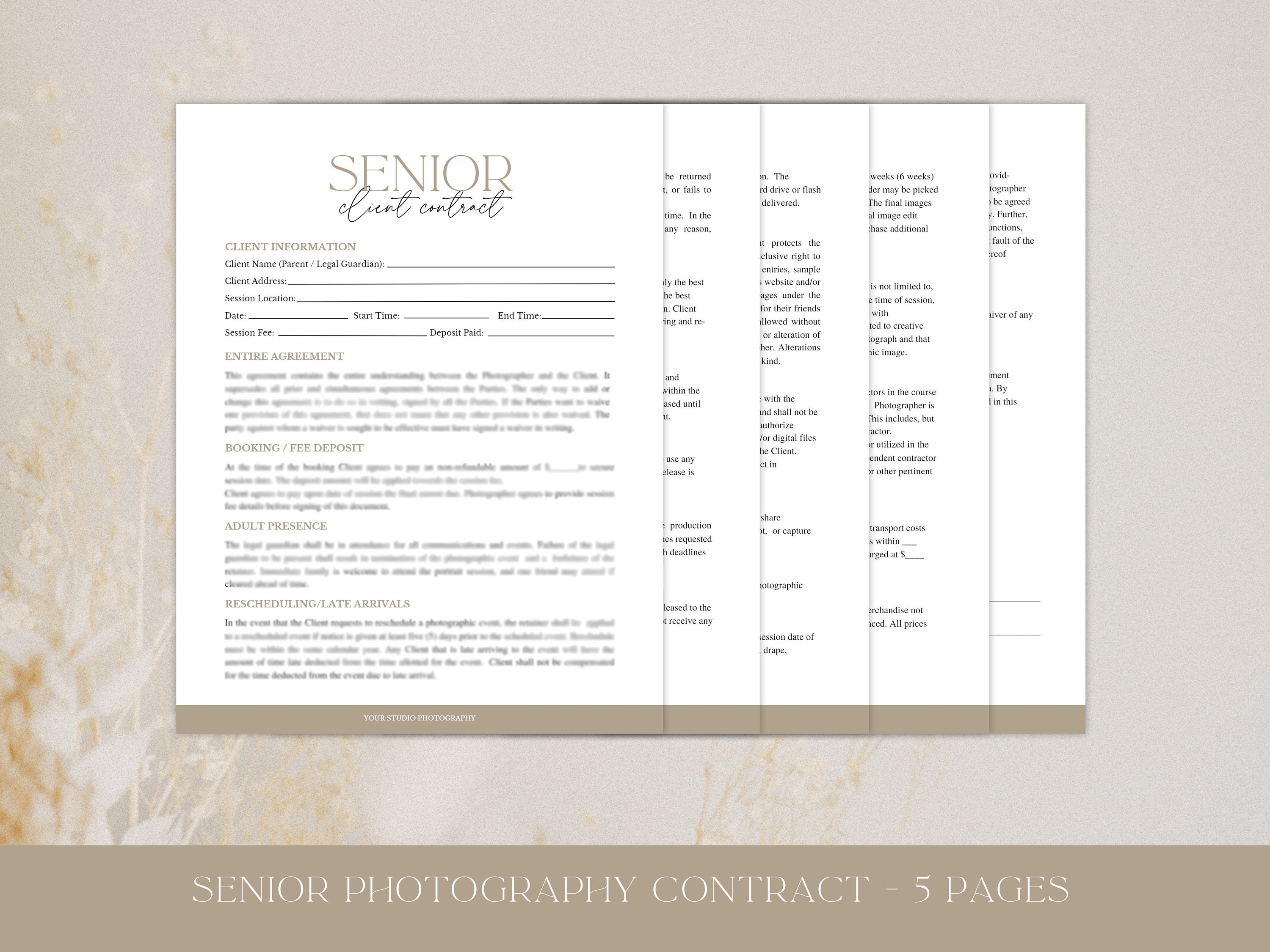 Graduation Paperwork Senior Photography Business Forms Bundle, Graduation Session Agreement ...