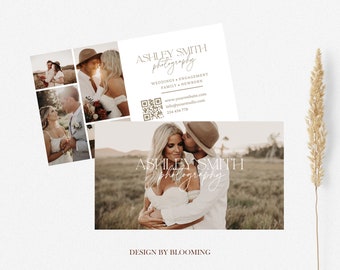 Photo Business Card Template, Photographer business card, Canva Template, Photography Business Card QR code, Marketing Brochure