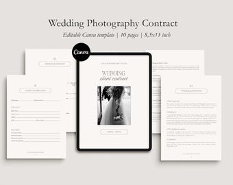Wedding Photography Contract Template: Customizable Canva Forms