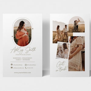 Modello per biglietto da visita per fotografo, design per biglietti da visita Boho Photography, MODELLO IN CANVA, biglietto da visita verticale, brochure di marketing