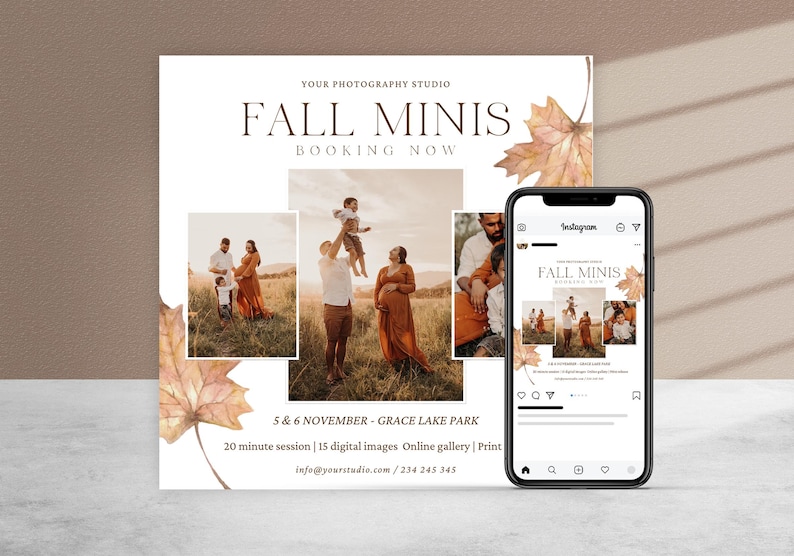 Fall Mini Session Template - Photography Marketing CANVA Template (5x5 ...
