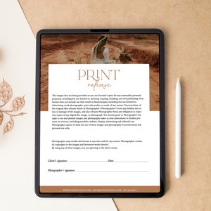 Photography Print Release Form for PHOTOSHOP, Consent Form Template, Photography Printing Form, Photographer Print Release, Instant download