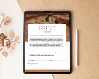Photography Print Release Form for PHOTOSHOP, Consent Form Template, Photography Printing Form, Photographer Print Release, Instant download