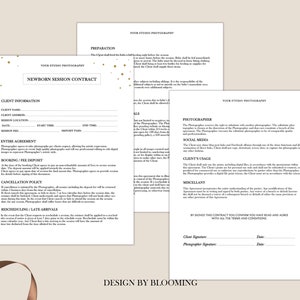 Formulario de contrato de recién nacido, plantilla de Photoshop contrato de cliente, contrato de fotografía de recién nacidos, contrato de sesión de recién nacido, contrato con el cliente