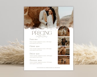 Wedding Photography Pricing Guide Template, Photoshop Price List (Digital Download)