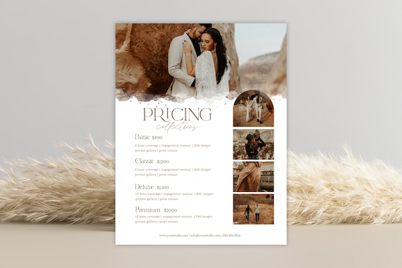 Wedding Photography Pricing Guide Template, Photoshop Price List (Digital Download)