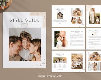 Style guide template for photographers, Welcome Guide, Photography Magazine Template, What to wear, Family welcome guide, Family Session