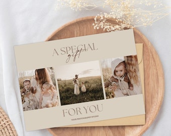 Photography Gift Certificate Template, Customizable Canva Design (7x5 inches)