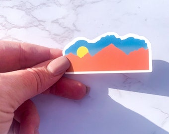 Mountain sticker, mountain sticker for hydroflask, mountains sticker for laptop, mountain sticker car, landscape sticker, Stocking stuffer