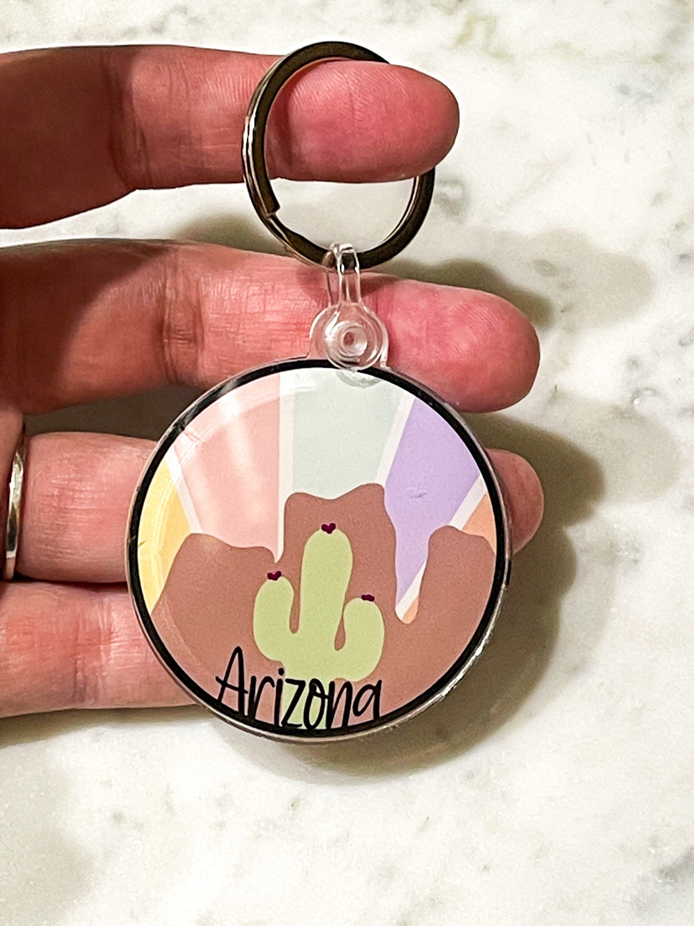 Arizona keychain cactus keychain acrylic landscape design Etsy