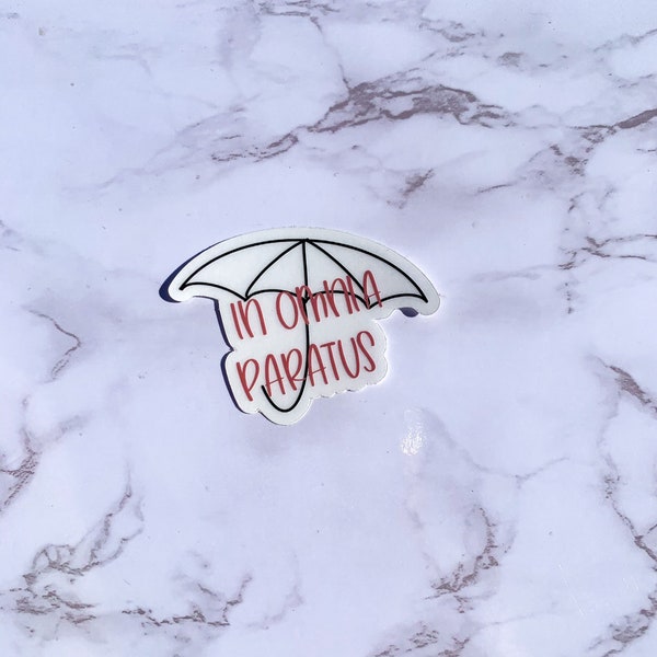 Umbrella sticker, in Omnia paratus, inspirational sticker, valentines gift for friend, Gilmore girls fan, waterproof sticker, Laptop decal
